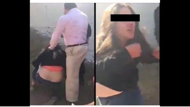 Exhiben a sujeto golpeando a adolescente porque discutió con su hija