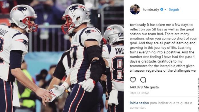 Se muestra Tom Brady agradecido