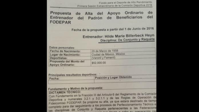 Madre de directivo de la Conade recibe beca mensual de 52 mil pesos