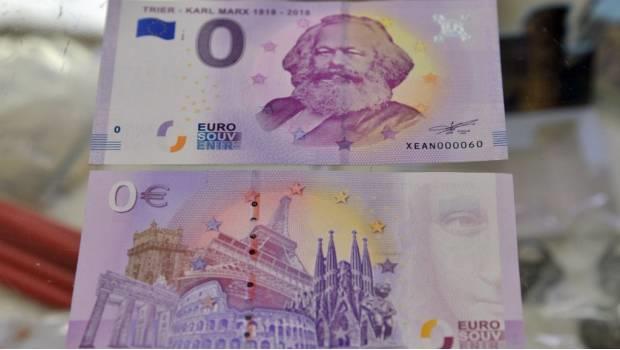 Lanzan billetes de 0 euros para conmemorar natalicio de Karl Marx