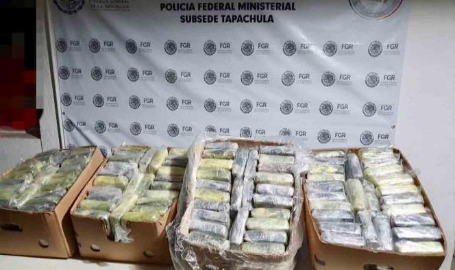 Aseguran 100 kilos de cocaína en Chiapas