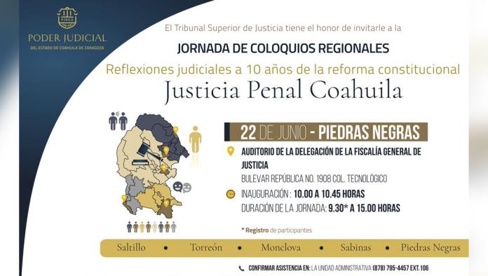 Será Piedras Negras sede de Coloquio convocado por el Poder Judicial de Coahuila