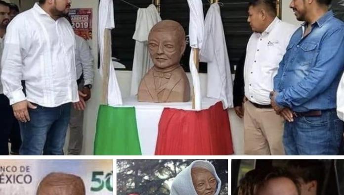 Develan busto de Benito Juárez y provoca burlas en redes sociales
