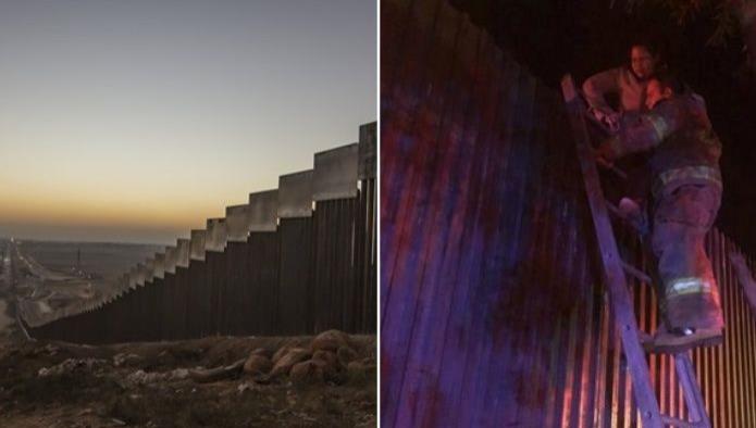 Migrante embarazada se queda atrapada en muro fronterizo