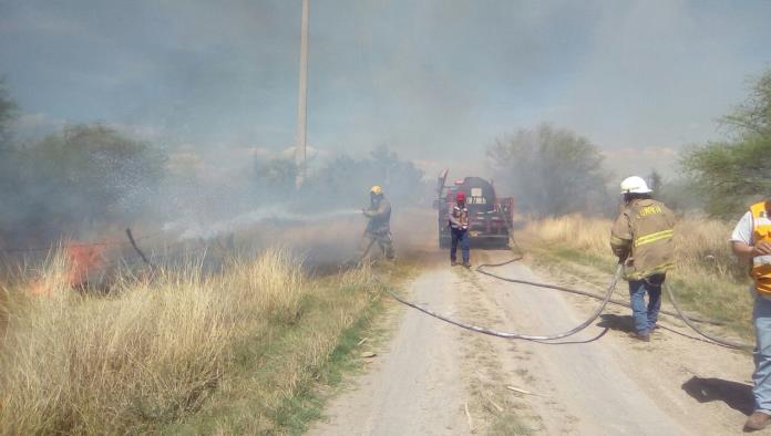 Combaten incendio forestal en la carretera Múzquiz-Boquillas
