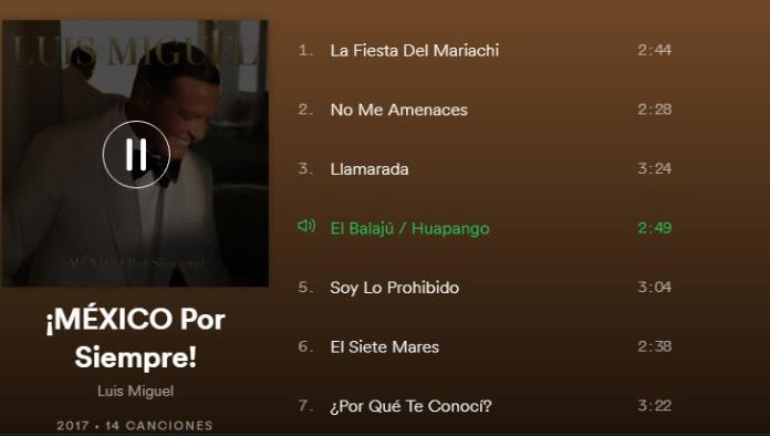 Canciones de Luis Miguel alcanzan récord de escuchas en Spotify