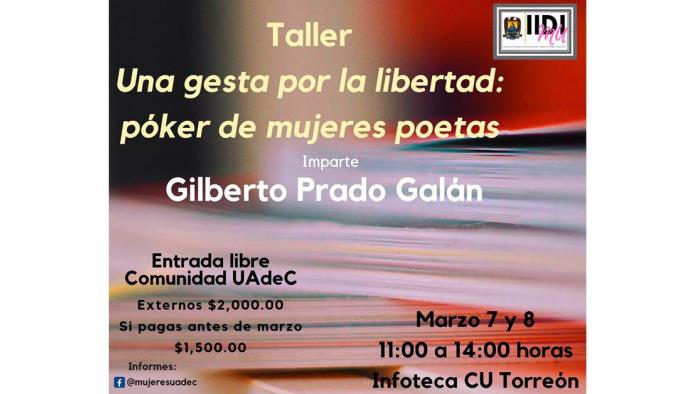 Invita a UA de C a taller de “Póker de Mujeres Poetas”