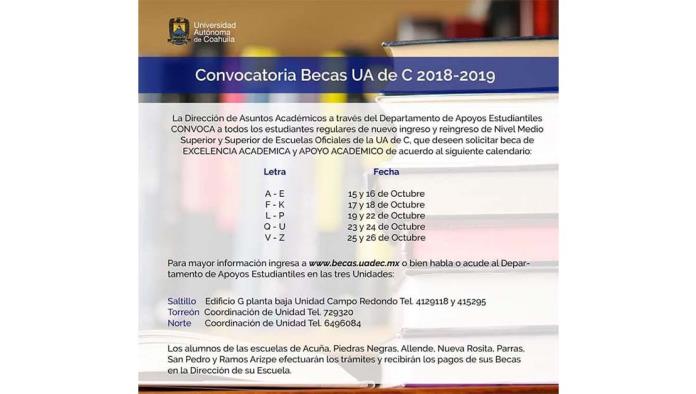 Convoca UAC a becas 2018-2019