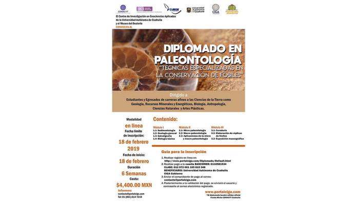 Invitan a diplomado en Paleontología