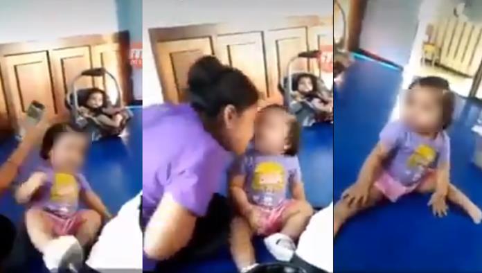 Captan a mujer maltratando a bebé en guardería de Santa Catarina