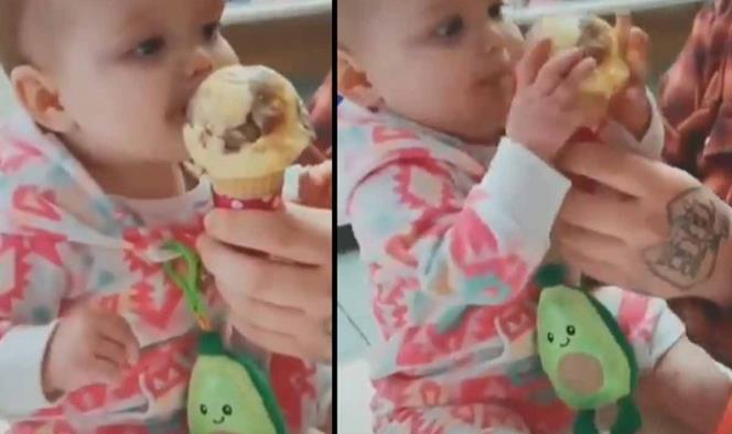 Bebé prueba por primera vez el helado y su reacción te hará el día