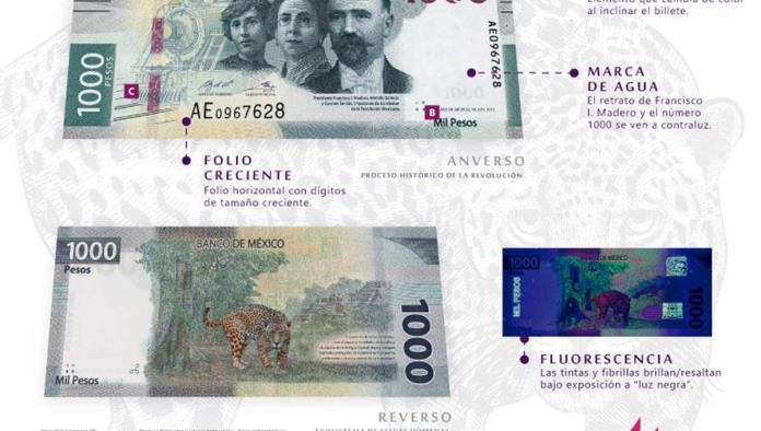 Así luce el nuevo billete de mil pesos en honor a la Revolución