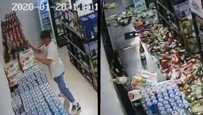 VIDEO: Hombre se vuelve viral por tratar de salvar cervezas durante sismo