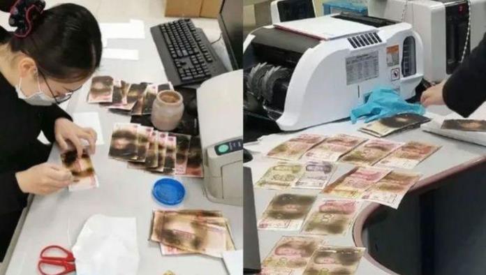 Mujer trata de desinfectar billetes en el microondas y este fue el resultado