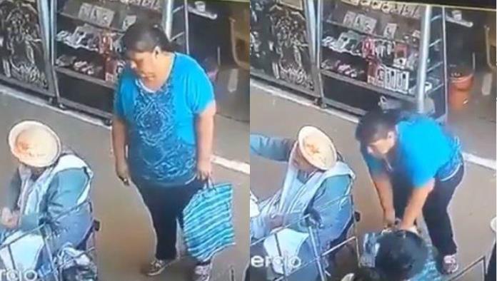 Mujer roba el bolso de una abuelita dentro de mercado