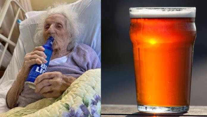 Abuelita de 103 años vence al coronavirus y celebra con una cerveza fría