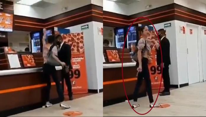 “Lady Pizza” golpea a empleados de restaurante que le pidieron usar cubrebocas (VIDEO)