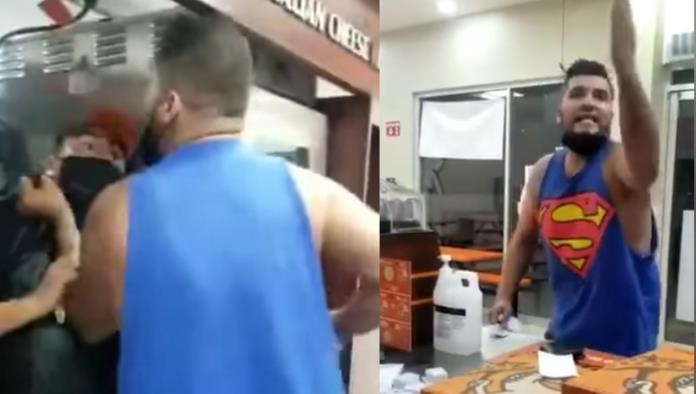 #LordPizza: Insulta y golpea a personal tras negarse a venderle pizza (VIDEO)
