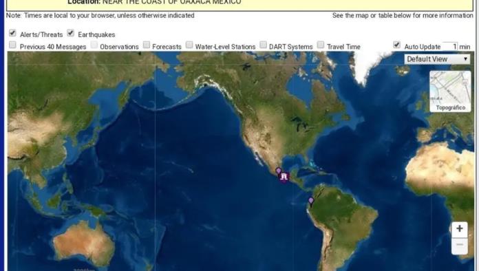 Alerta de tsunami para costas de México tras sismo de 7.5