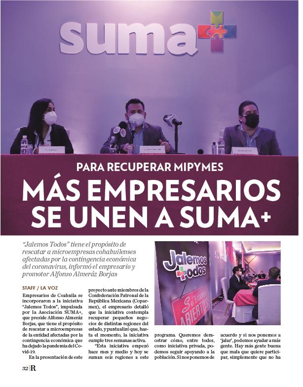 REALCE DICIEMBRE: Más empresarios  se unen a SUMA+