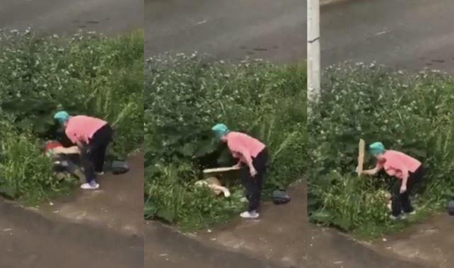 VIDEO: Una señora sorprende y golpea a pareja que practicaba sexo en la calle