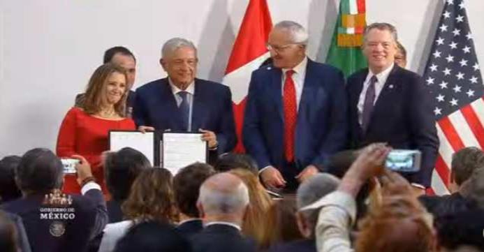 Adiós TLCAN: México, EU y Canadá firman Protocolo Modificatorio del T-MEC en Palacio Nacional