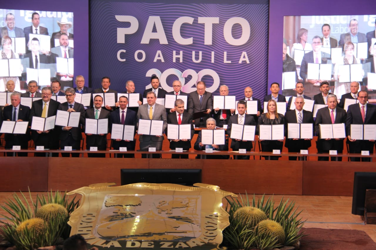 FIRMAN PACTO COAHUILA 2020: CONSOLIDA ESTADO LIDERAZGO EN MATERIA LABORAL
