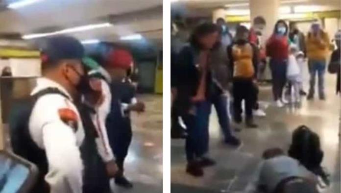 Policía noquea a usuario del Metro por no traer cubrebocas