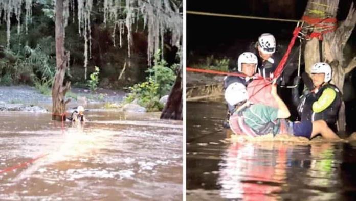 30 personas rescatadas del rio Ramos en NL
