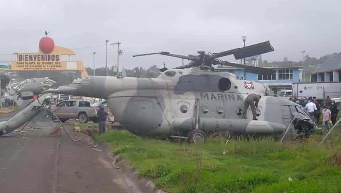Cae helicóptero de la Marina en Hidalgo; No hay perdidas humanas