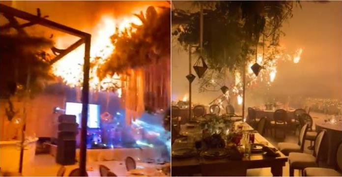 Boda ‘en llamas’: Pirotecnia provoca un incendio en salón de fiestas