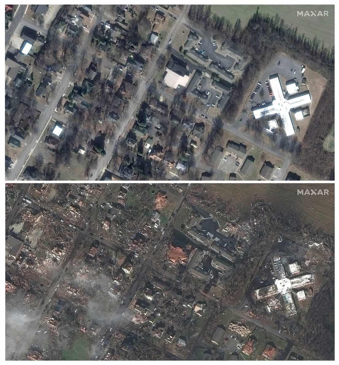 El antes y el después de los 30 tornados que arrasaron Estados Unidos