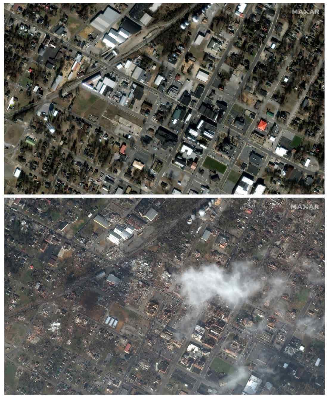 El antes y el después de los 30 tornados que arrasaron Estados Unidos