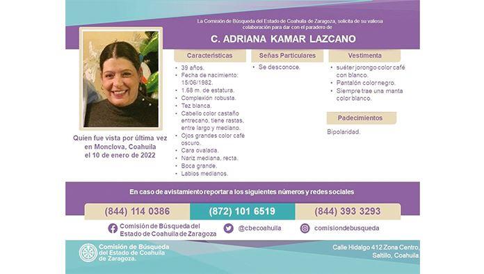 Buscan a Adriana