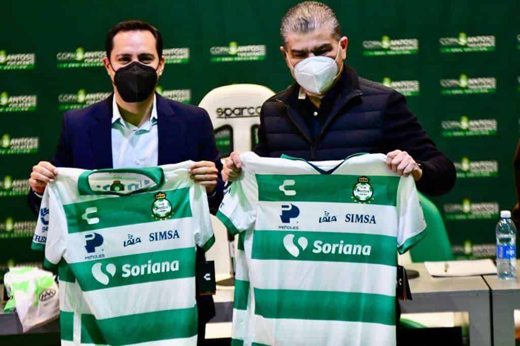 Los gobernadores de Coahuila y Yucatán, Miguel Ángel Riquelme Solís y Mauricio Vila Dosal presentaron la Copa Internacional Santos-Yucatán 2022.