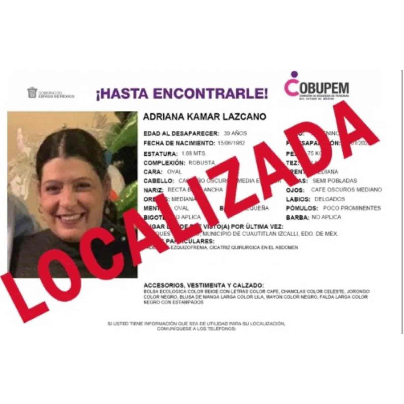 Adriana Kamar es localizada