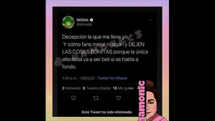 Christian Nodal furioso por su ruptura expone a Belinda en Twitter