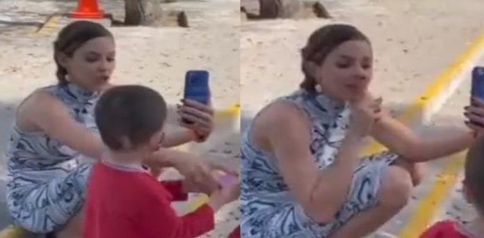 Revientan a Mariana Rodríguez por callar a niño