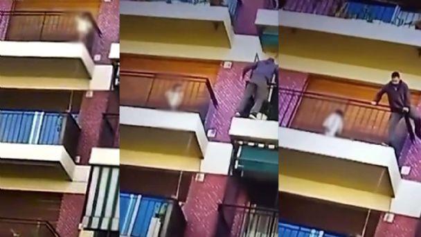 Salta al balcón vecino de un quinto piso para rescatar a un bebé olvidado por descuido