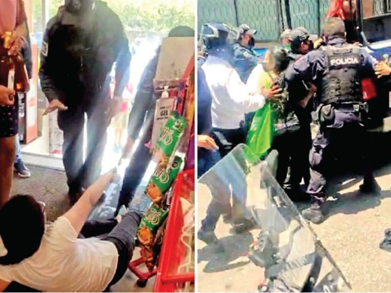 Policías golpean a mujeres por protestar en Cuernavaca