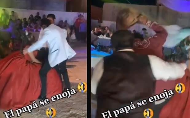 Chambelanes le bailan a Quinceañera y papá les da de sombrerazos