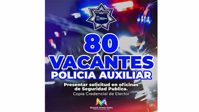 Contratarán 80 policías auxiliares para brindar seguridad en eventos de fin de semana.