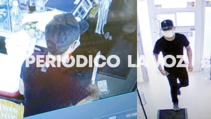 El asaltante se llevó el celular de uno de los cajeros. Amagó a los cajeros con un cuchillo.