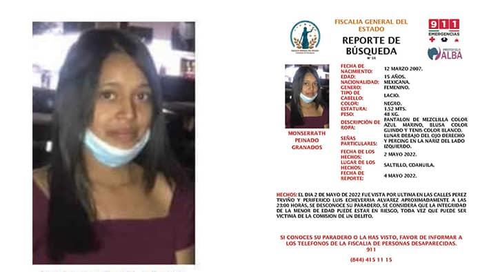 Se extravió jovencita de 15 años