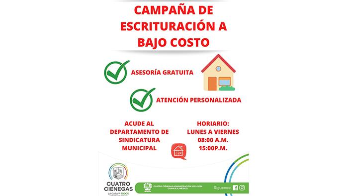 Llama Ciénegas a escrituración