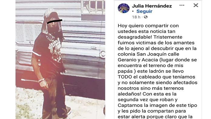 Sabinas: Capta y denuncia robo en facebook