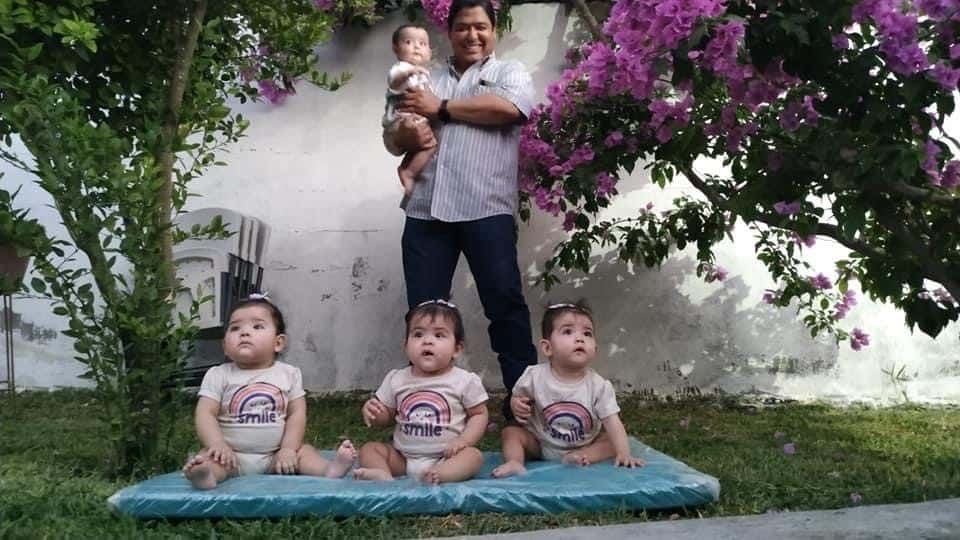 Convivió con sus nietos cuatrillizos.