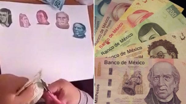 Niña recorta billetes para ilustrar su tarea