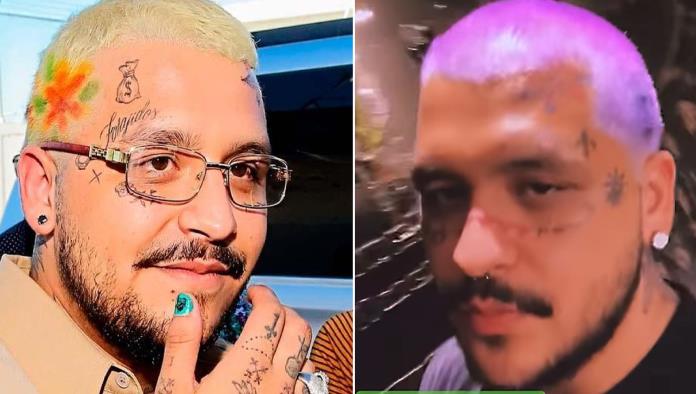 Tras críticas, Christian Nodal cambia de look y tiñe su cabello morado