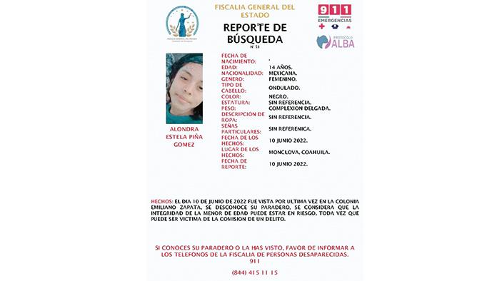 Buscan a Alondra